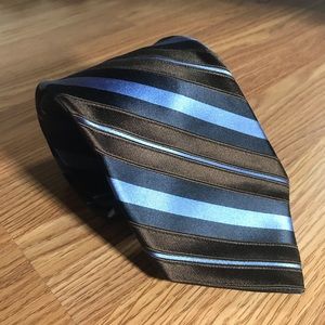 Ike Behar Blue and Brown Regimental Striped Tie